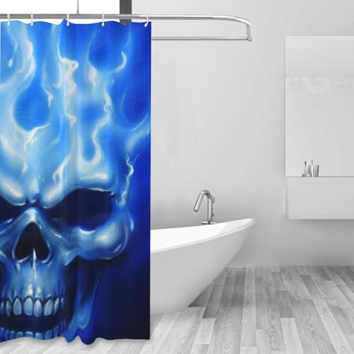 Rideau de douche anti-moisissure crâne bleu résistant à l'eau 152x183 - 7