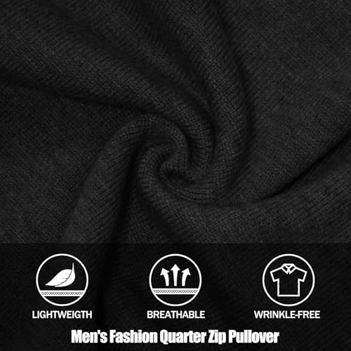Men's Quarter Zip Sweater, Slim Fit Soft Casual Pullover Lightweight Solid Warm Mock Neck Polo Sweater4