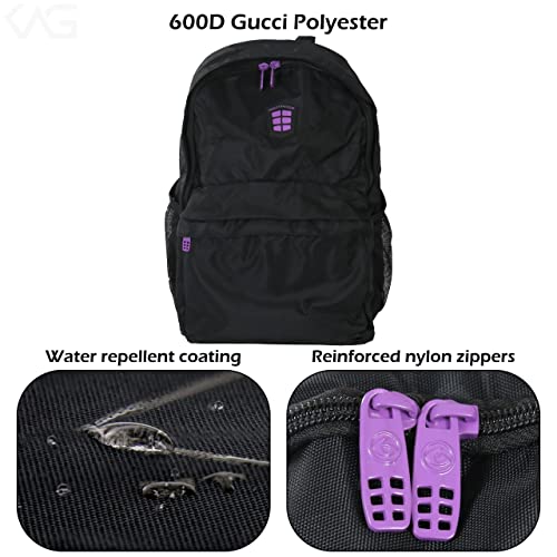 Motivator Daypack Meal Prep Lunch Bag With 3 Bpa-Free, Reusable, Microwavable, Freezer Safe, Portion-Controlled Containers, Backpack Lunch Box With Storage Pockets - (Black/Purple) #TOP2