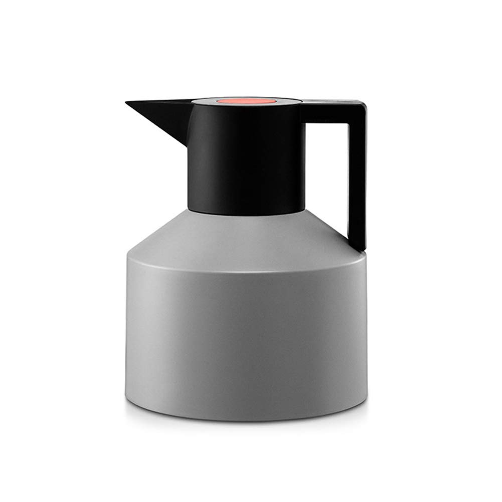 Thermoskanne Kaffeekanne Edelstahl 304, Vakuum Isolations, Geometrisches Design, Thermokaffee Karaffe Flasche, Rutschfester Boden Thermosflasche Zum Küche, Hotel, Büro (Grau,1.8L)