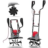 NETTA Electric Garden Tiller 1200W – Corded Rotovator with 360mm Working Width & 220mm Depth, Rotary Soil Cultivator, 10m Cable Rototiller for Soil, Lawn & Vegetable Garden