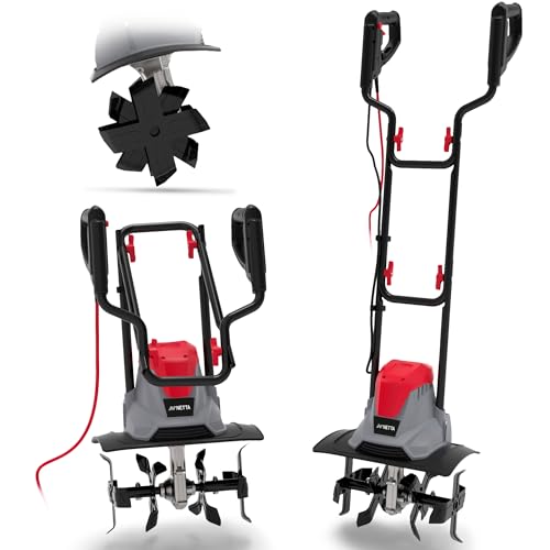 NETTA Electric Garden Tiller 1200W – Corded Rotovator with 360mm Working Width & 220mm Depth, Rotary Soil Cultivator, 10m Cable Rototiller for Soil, Lawn & Vegetable Garden