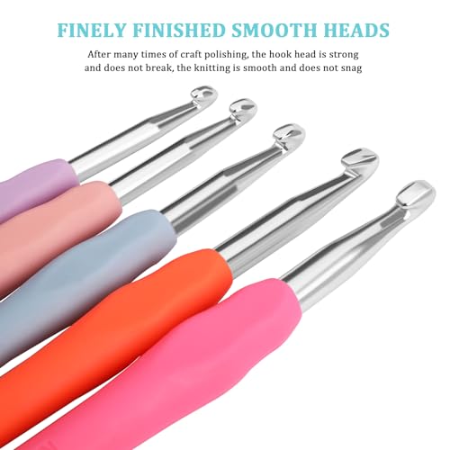 Image of Crochet Hooks Set 6.5 mm 7.0mm 8.0mm 9.0mm 10.0mm Crochet Hook Kit, Ergonomic Crochet Hooks for Arthritis Patientst with Leather Case (Blue)