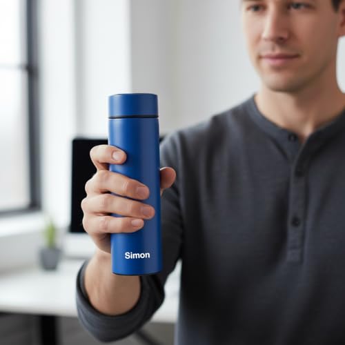 Image of Personalised 5 in 1 Corporate Gift Set which Includes Diary,Keychain, Cardholder, Metal Pen & Vaccum Flask. Gift Set for, Employee of The Month, Corporate Gift for Clients (Blue)