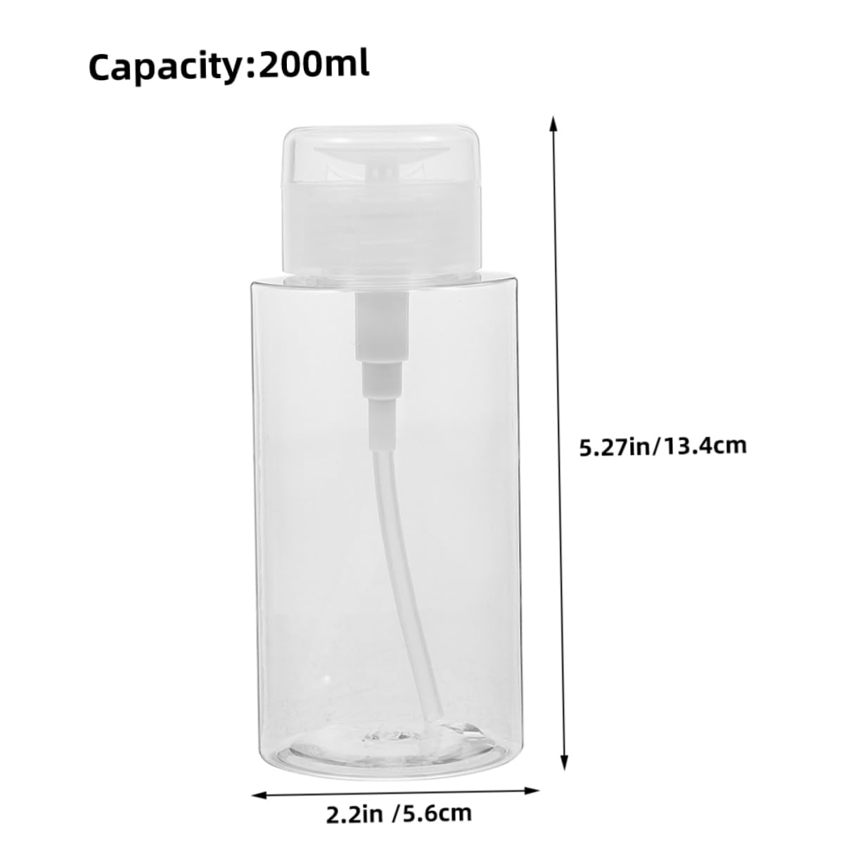 HAPINARY 200ml Transparent Multi Function Pump Dispenser Bottles 2pcs Nail Polish Remover Liquid Pressing Bottles for Easy Dispensing and Refilling