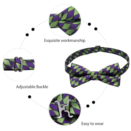 Image of Dubulle Mens Paisley Striped Bowtie Set Pre-tied Bowtie for Men and Pocket Square Set Wedding Business