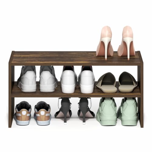 Furinno FANO 2-Tier Shoe Rack, Stackable Shoe Organizer, Amber Pine - image 4