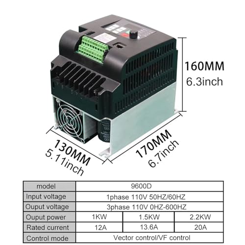 Convertisseur de fréquence VFD 110V 1.5kW et variateur moteur triphasé - 4