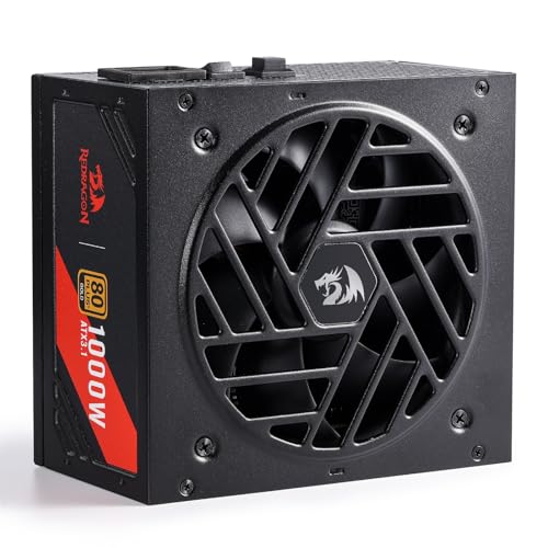 Image of Redragon RGMS-1000W PRO 80+ Gold 1000 Watt Power Supply w /Upgraded ATX 3.1 & PCIe 5.1 Fully Modular, Compact 150mm Size, Smart ECO Low Noise Fan, 100% Japanese Capacitors, Full Mod Cables