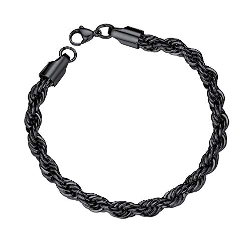 Preisvergleich Produktbild ChainsPro Panzerkette Silberkette Silber Armband Armband Herren, Herren-Armband Panzerarmband aus Edelstahl Bereit 6mm,21cm Armkette Panzerkette, 18K Vergoldet / Schwarz / Silber