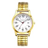 メンズ 腕時計 丸い 伸縮ストラップ 防水: アラビア数字 ステンレス アナログ表示 カジュアル カレンダー クオーツウォッチ おしゃれ キラキラ 人気 ファッションウォッチ - クリスマス バレンタインデー プレゼント