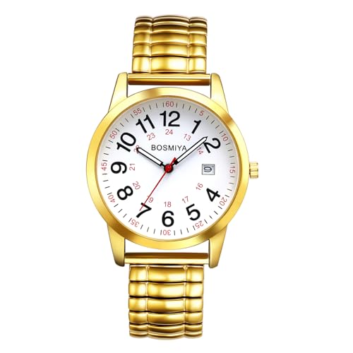 Montre à quartz analogique homme montre acier extensible cadran lisible