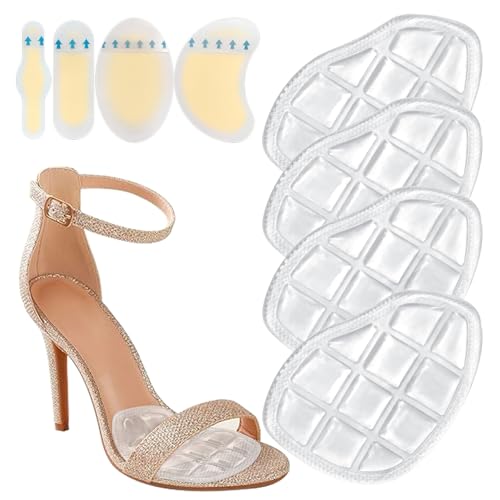 Image of Ball of Foot Cushions for Women 2 Pairs | 4ct Gel Blister Bandages for Feet, Blister Cushion for Heel, Toe, No Slip Metatarsal Pads for Reduce Heel, Toe & Foot Pain, Clear