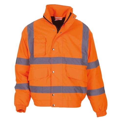Yoko Men's Yk043/Hvp211 Hi Vis Classic Bomber Jacket - Orange, Large