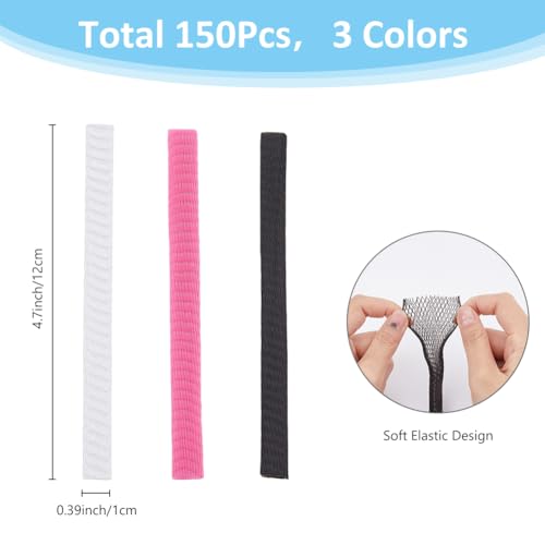 SUPERFINDINGS 150Pcs 3 Colors Makeup Brushes Protector Pen Guard Protector Reusable Expandable Mesh Cover Cosmetic Brush Mesh Protector Stretch Saver Net - Image 2