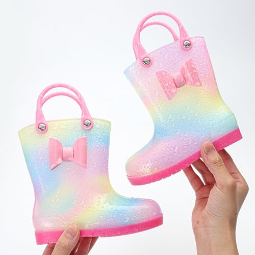 IWIHMIV Toddler Kids Rain Boots for Boys Lightweight Non Slip Water Shoes Girls Easy-on Outdoor Non Slip Rainboots4