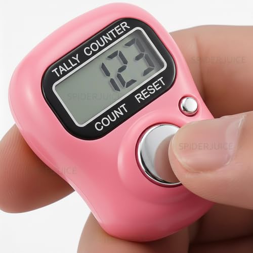 Image of SpiderJuice 99999 5 Digit Multiuse Digital Electronic Portable Mini Hand Tally Clicker Counter Finger Ring Mantra Jaap Device Machine Cricket Umpire Counting Zikr Ziker Dhikr (1101 Pink)
