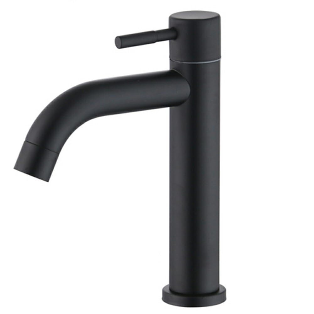 Robinet lavabo froid simple VELORE noir mat, solution pour évier de navire et comptoir