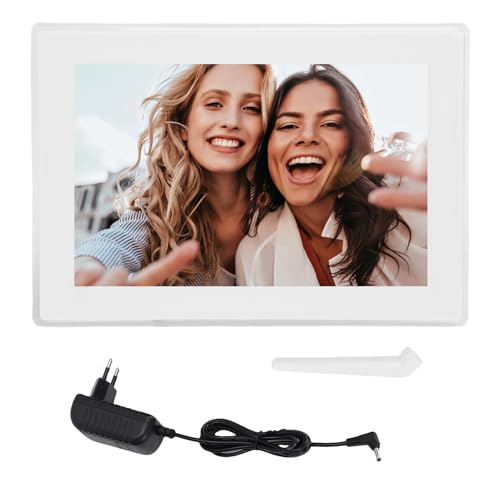Akozon Marco de Fotos Digital, Pantalla de Imagen Grande, Pantalla Táctil LED, Aplicación Remota, álbum de Fotos Electrónico para el Hogar y la Oficina (Enchufe de la UE)