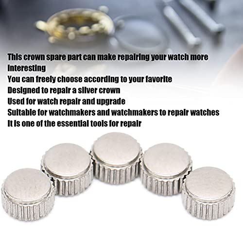 Silver Flat Eyelet Head Mechanical Watch Crown Accessory, Steel Material, Durable and Long Service Life, for Watchmakers and Craftsmen to Repair and Upgrade Watches, 52