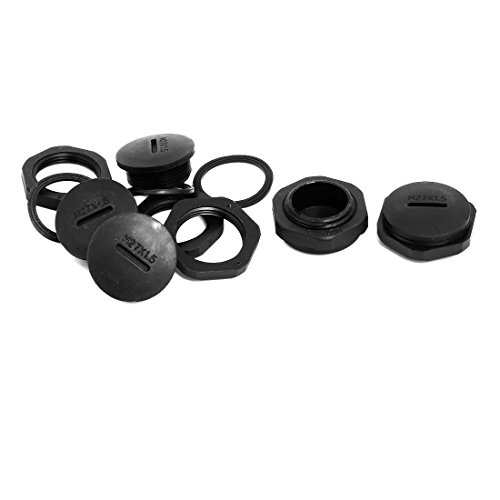 Aexit M27x1.5mm Nylon Transmission Male Threaded Cable Gland Screw End Cap Cover Black 5pcs