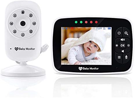 Babeba Baby Monitor, Video Baby Monitor with 3.5 inch LCD Screen Display Infant Night Vision Camera,Two Way Audio,Temperature Sensor,ECO Mode,Lullabies and Long Transmission Range