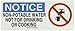 Brady 95277 17" Width x 7" Height B-120 Premium Fiberglass, Blue and Black on White Chemical and Hazardous Materials "Notice" Sign, Legend "Non-Potable Water Not for Cooking or Drinking" with Pictogram