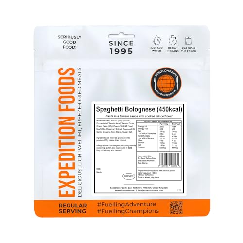 EXPEDITION FOODS Spaghetti Bolognese (Single Serving / 450KCAL) | Freeze-Dried Camping & Hiking Food