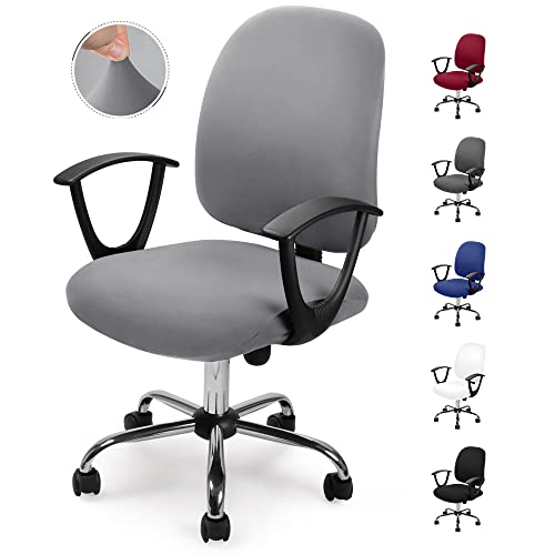 Fundas Removibles para sillas Oficina Cubierta Elástica Modernas Estilo Simplista Funda Universal para Silla giratoria-No Sillas-Gris Claro,1