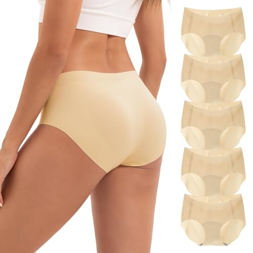 INNERSY Women's Seamless Underwear No Show Invisible Lightweight Hipster Panties 5-Pack