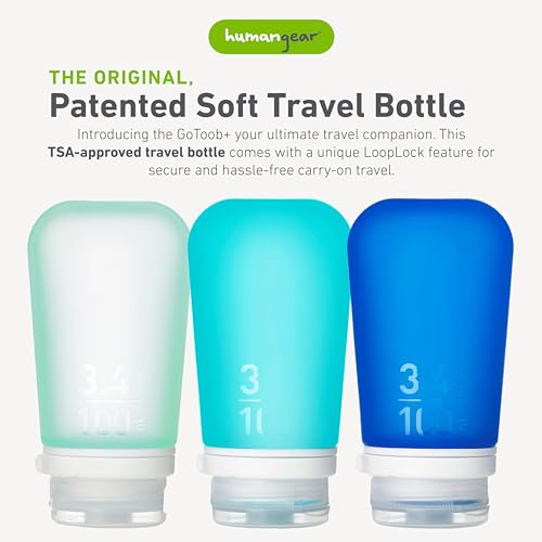 Image of humangear GoToob+ Bottles - Silicone Leak-Proof Travel Tubes for Toiletries, Camping & TSA Carry-On (3-Pack), Large (3.4 fl oz; 100ml), Mint /Aqua /Teal