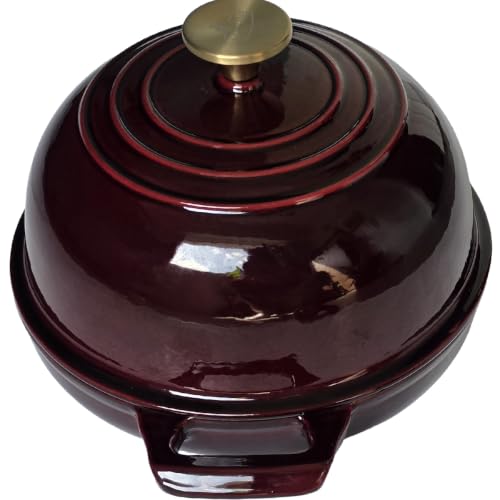 Image of La Cuisine Enameled Cast Iron Round Bread Dutch Oven for Sourdough Crusty Bread & High‑Heat Baking. Oven-Safe 550F /287C, Internal Matte Black Enamel Coating, 5 QT, Cranberry