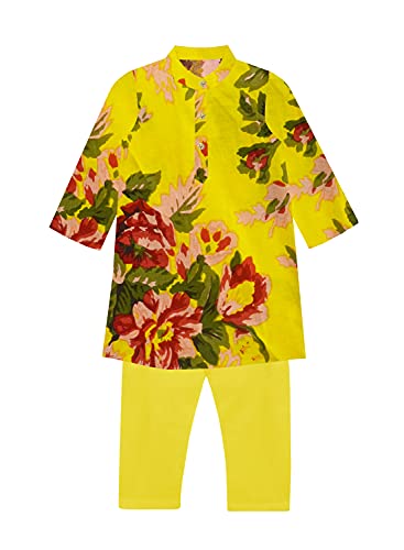 Image of A.T.U.N. (ALL THINGS UBER NICE) Boys Full Sleeve Cotton Floral Printed Kurta and Pyjama Set | Ethnic Clothing Set for Festival and Special Occasion | 2 Piece Set for Boys