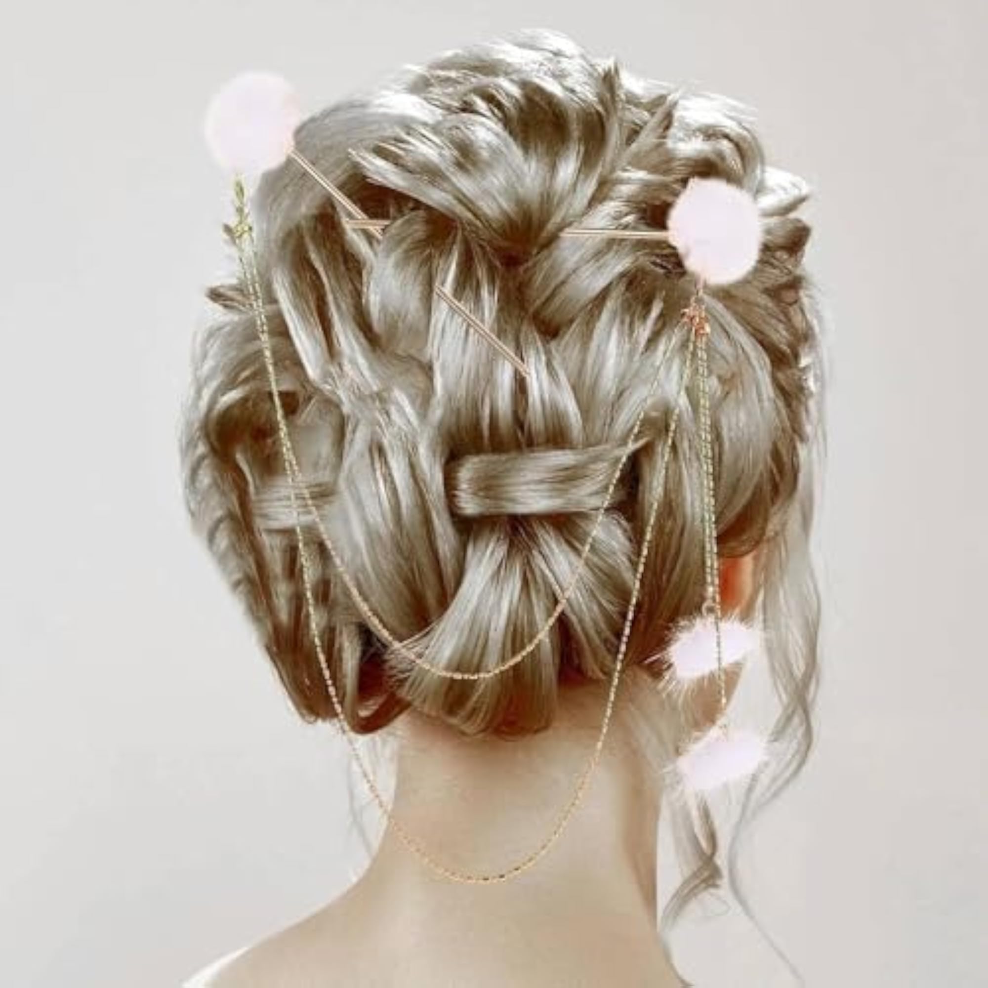 Elegant Vintage Double Chain Tassel Hairpin, Bun Styling