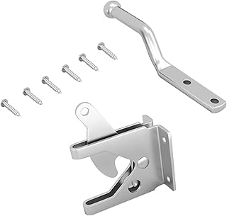 YARNOW 1 Set Fence Lock Metal Fence Barrel Bolt Fence Gate Hardware Self- Locking Gate Hinges for Kitchen Cabinets Wood Fence Gate Self-Locking Gate Latch Gate Latch for Wood Fence Silver