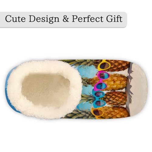 Summer Pineapple Family House Slippers for Women Men, Pineapple Beach Fuzzy Soft Cozy Non Slip Slipper Socks3