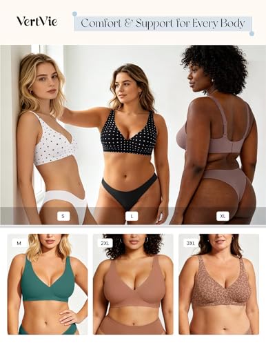 Image of Vertvie Jelly Wireless Bras for Women Push Up Plunge Seamless T-Shirt Bras No Underwire Supportive Full Coverage Bralettes