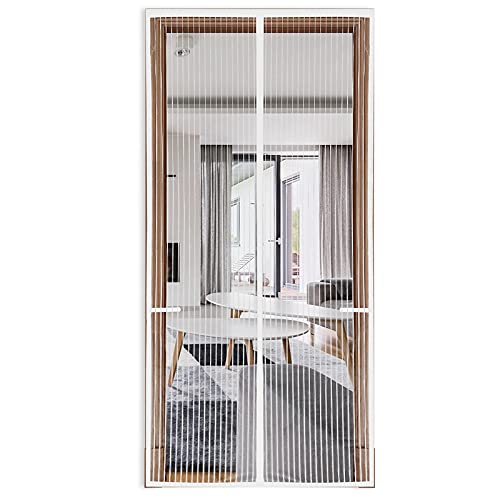 Romise Magnetic Screen Door, Heavy Duty Screen Door Mesh, Hands-Free Self Sealing Door Screen Magnetic Closure with 36 Magnets Keeps Bugs Out - Pet & Kid Friendly - 38 x 82 Inch (White)