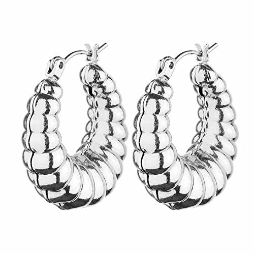 Image of Wgoud 6 Pairs Chunky Gold Hoop Earrings for Women, 14K Gold Plated Hoop Earrings Hypoallergenic, Thick Lightweight Twisted Huggie Hoops Earring Set for Women's Jewelry GIfts