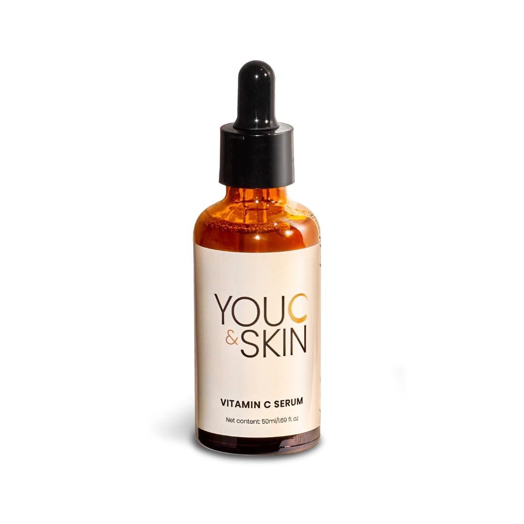 You C & Skin Vitamin C Serum with 6 Peptides + Niacinamide + Hyaluronic Acid – Stable 3-O-Ethyl Vitamin C, Radiance-Boosting Glow Serum, Anti-Aging,