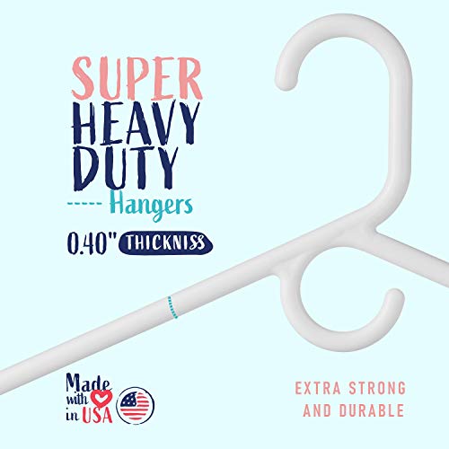 Heavy Duty White Plastic Tubular Hangers, Adult Size, Set of 24 Made in The USA (Heavy Duty) (24, Super Heavy Duty)