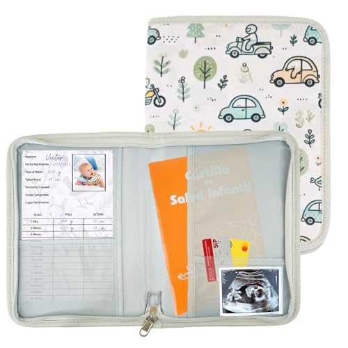 MARX24 - Porta-documentos bebé com mini agenda para o seguimento diário e prático do bebé, fecho de correr para uma maior proteção, ideal como presente Baby Showers