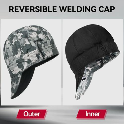 ARCCAPTAIN Reversible Welding Cap, Elastic Retractable Band, Camo, 7 1/4 - image 6