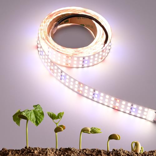 FOSUO Lampe de Culture LED 2M, 840 LED Spectre Complet avec PPFD Élevé, Bandes Lumineuses 24V 50W Sectionnables Flexibles Autoadhésives pour Semis/Végétation/Floraison
