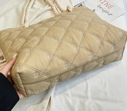 Elegant Bow Tie Tote Bag Warm Fall Winter Practical Shoulder Bags Commute Travel Light Underarm Bag for Women 20253