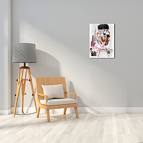 African American Wall Art Fashion Black Woman Queen Painting Home Decor For Bedroom Living Room Black Wall Art Woman Gifts Framed Ready To Hang12X16Inch #TOP6
