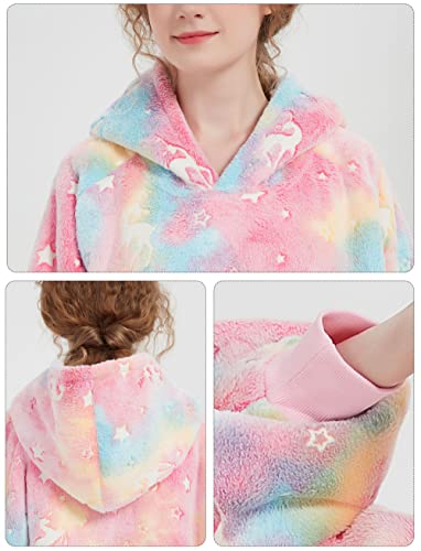 Image of KFUBUO Wearable Blanket Hoodie for Adults With Pocket Glow in the Dark | Sherpa, Fuzzy Blanket, Oversized Sweatshirt Blanket, Kangaroo Pouch, Cute Birthday Gifts for Women, Cute Stuff