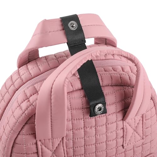 Image of Mini Quilted Puffer Backpack for Women,Lightweight Puffy Bookbag,Small Casual Daypack for Ladies,Pink