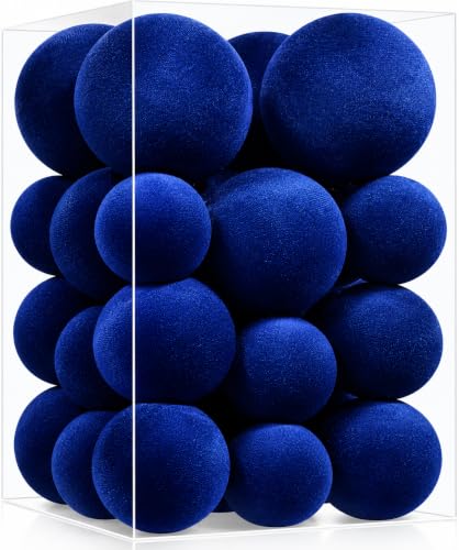 Wironlst 30pcs Velvet Christmas Ornaments, Shatterproof Tree Balls(Blue) - image 1