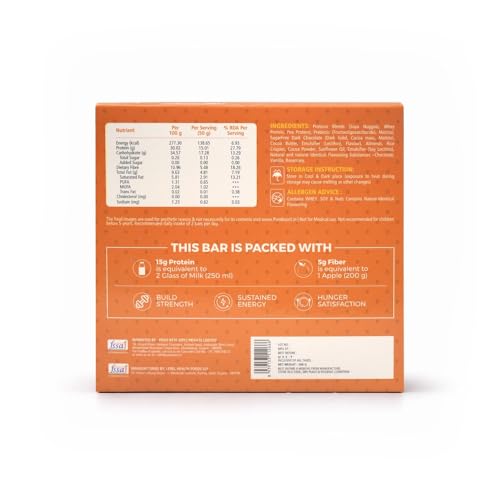 Image of Choco Almond Protein Bar | 15g Protein Energy Bar | Gluten Free High Fiber Healthy Snack | Zero Added Sugar Nutrition Bar | Gym, Workout, Diet & Meal Replacement Snack - 50g (Pack of 6)